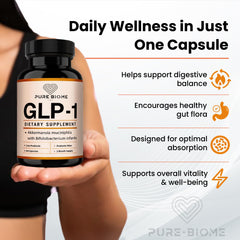 Pure Biome GMP-certified facility badge signaling high quality production.