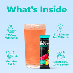 Label showing 1,200 mg Vitamin C and elderberry ingredients