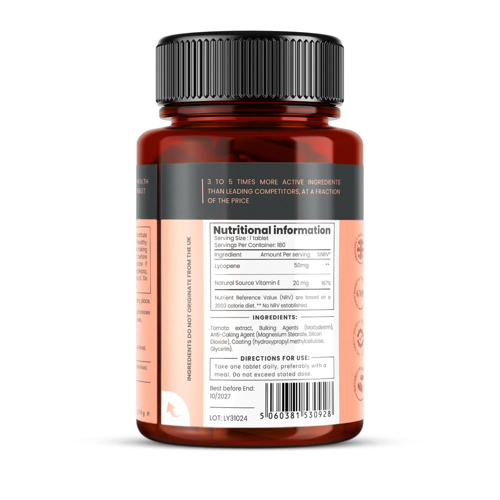 Label showing PureClinica Lycopene 50mg