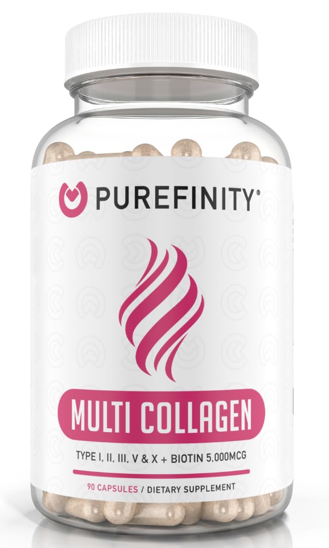 Front view of PUREFINITY Collagen Peptides for Women bottle – 90 capsules