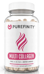 Front view of PUREFINITY Collagen Peptides for Women bottle – 90 capsules