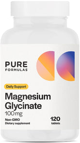PureFormulas Magnesium Glycinate 100 mg bottle - front view