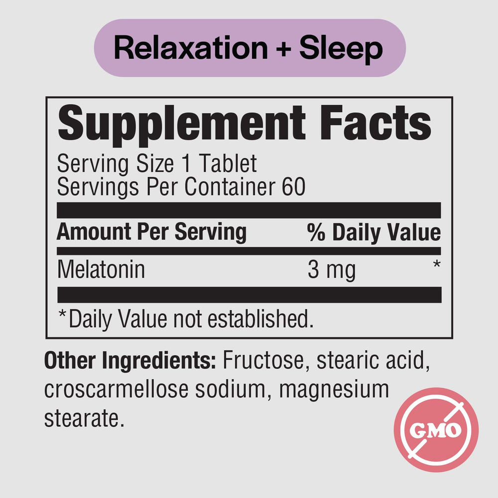 Close-up of Melatonin 3 mg tablets