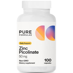 Bottle of PureFormulas Zinc Picolinate 50 mg capsules