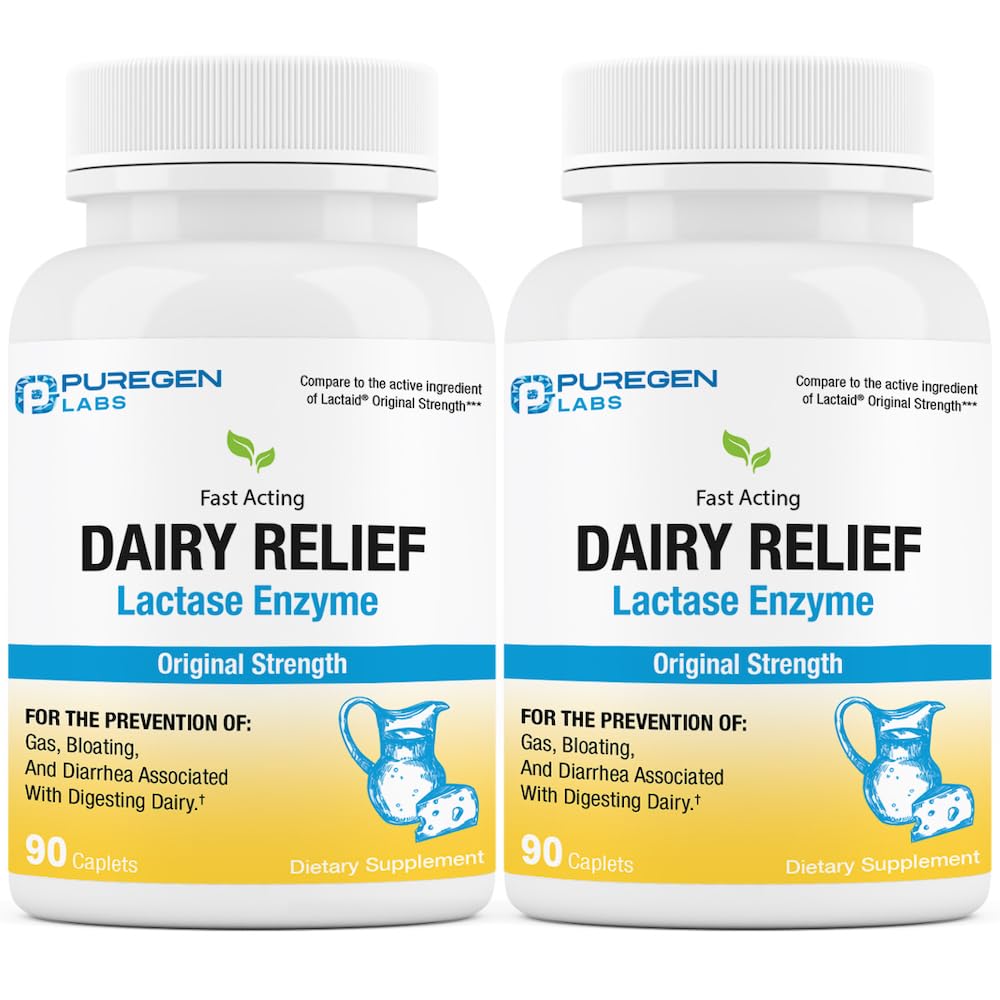 Puregen Labs Dairy Relief bottle and label