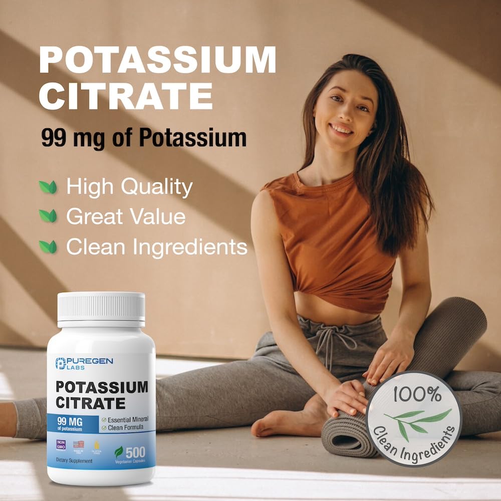 Box packaging and bottle of Puregen Labs Potassium Citrate