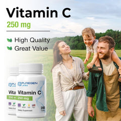 Gluten-free and Non-GMO Vitamin C 250mg supplement