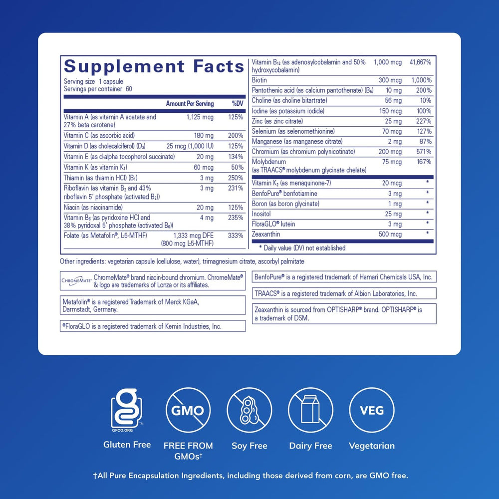 Close-up of PureGenomics Multivitamin label