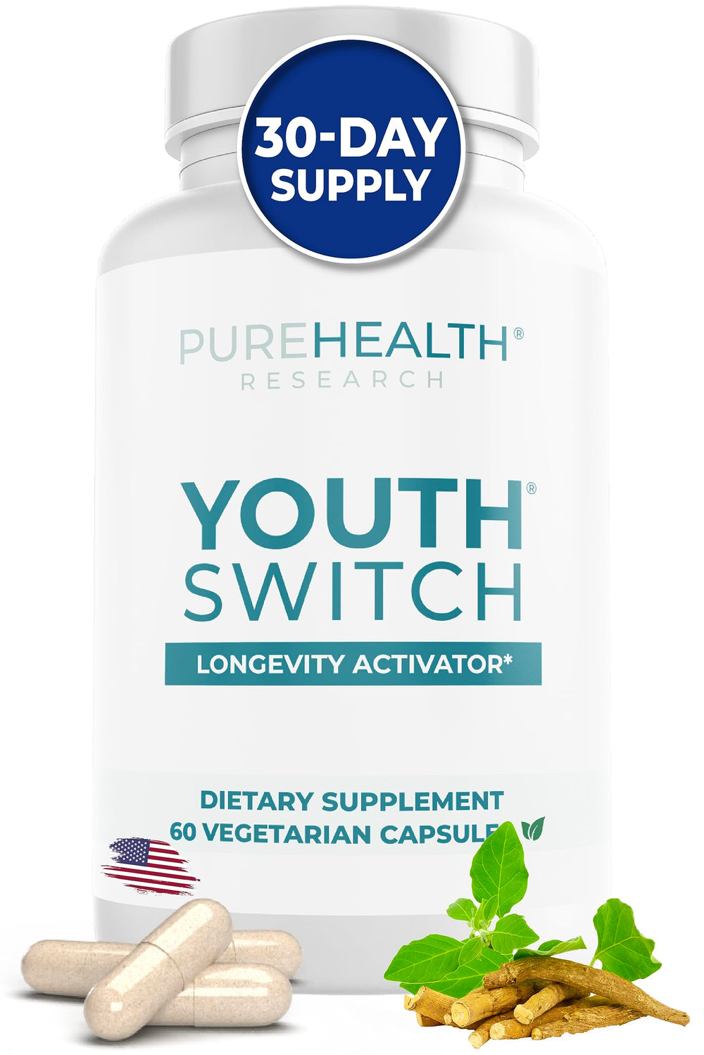 PureHealth Research Youth Switch bottle with 60 capsules