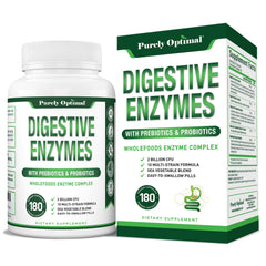 Bottle of Purely Optimal Digestive Enzymes with capsules