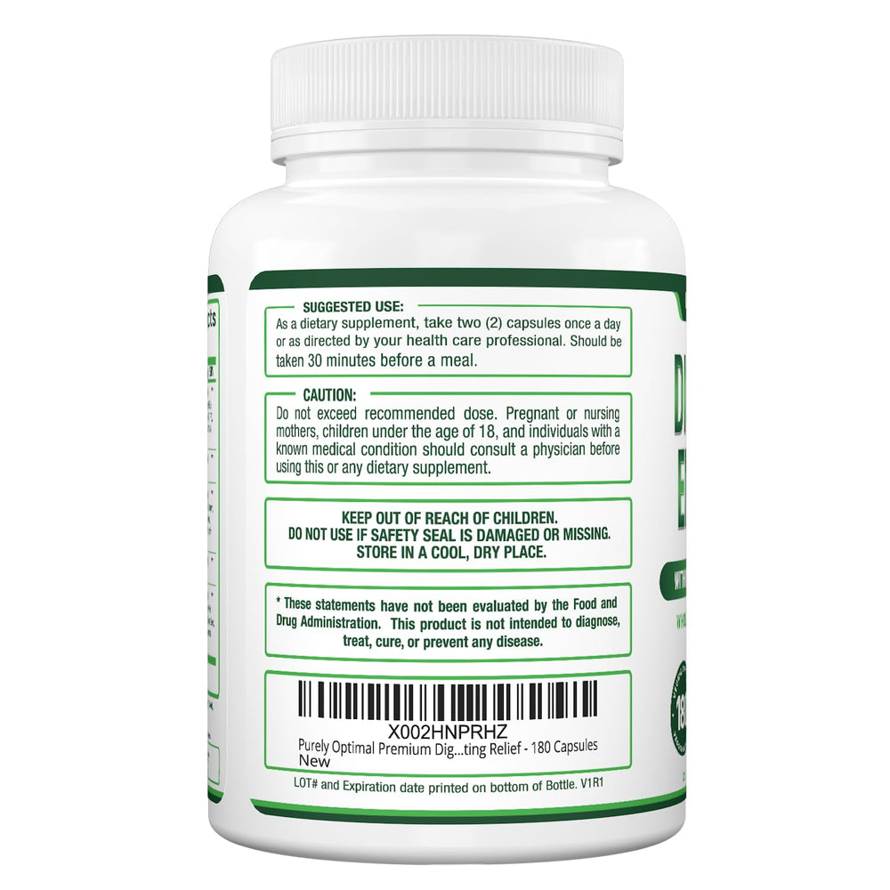 180 capsule bottle for daily digestive support