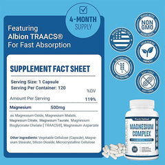 Purely Optimal Magnesium Complex capsules closeup highlights easy-to-take capsules and gentle digestion.