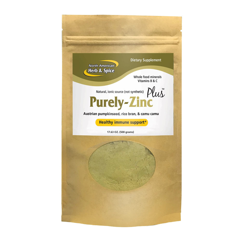 Front view of Purely-Zinc Plus packaging