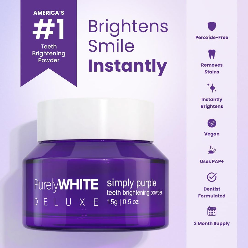Toothbrush dipped in Simply Purple Powder on toothpaste