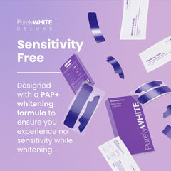Applying Purple Whitening Strips to teeth
