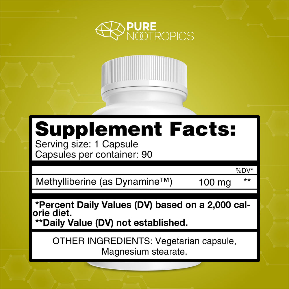 Pure Nootropics Dynamine capsules packaging supports convenient daily use