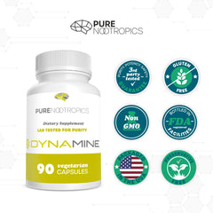 Pure Nootropics Dynamine on desk or gym use for focus