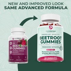 PurePremium Beet Root Gummies ingredients label highlighting natural beetroot extract.