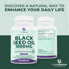 PurePremium Black Seed Oil 500mg product branding and packaging