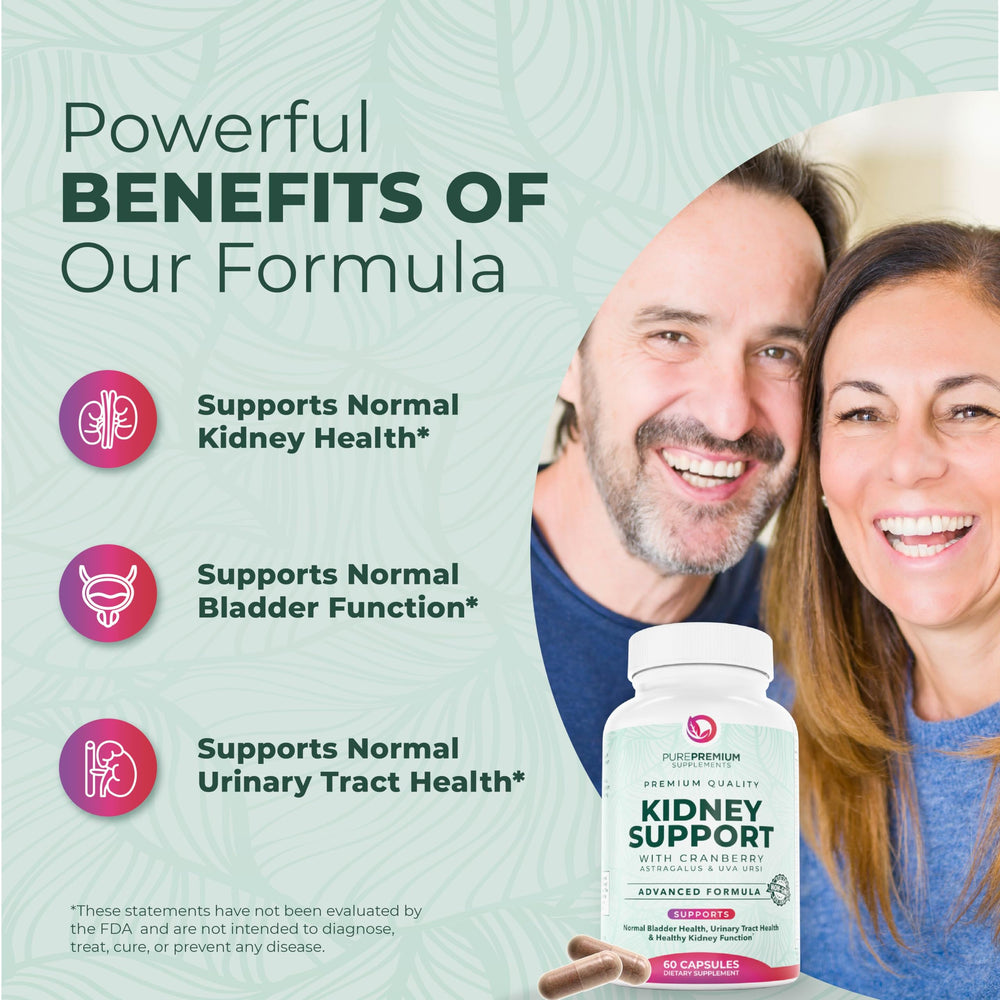 Graphic showcasing 21 natural ingredients in PurePremium kidney support