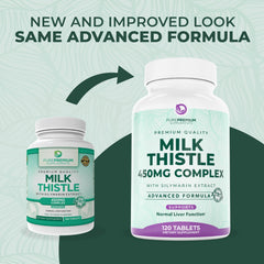 Vegan, gluten-free milk thistle supplement capsules on white background