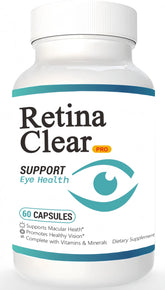 Bottle of PurePulsePrime Retina Clear Pro Eye Health Support Supplement, 60 capsules