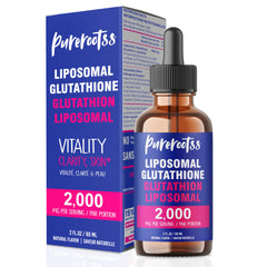 PureRootss Liposomal Glutathione Liquid bottle with packaging – 2 oz