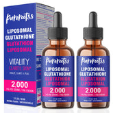 Front view of PureRootss Liposomal Glutathione Pack 2 bottles (2 oz each).