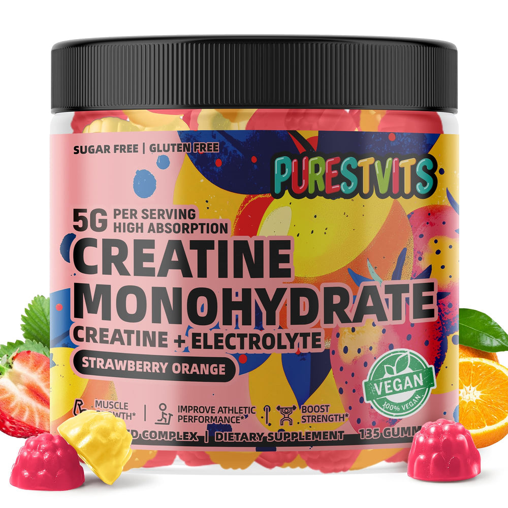 Front view of PURESTVITS Creatine Monohydrate Gummies bottle