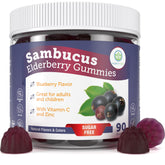 Purify Life Sugar-Free Elderberry Gummies bottle label with Vitamin C & Zinc