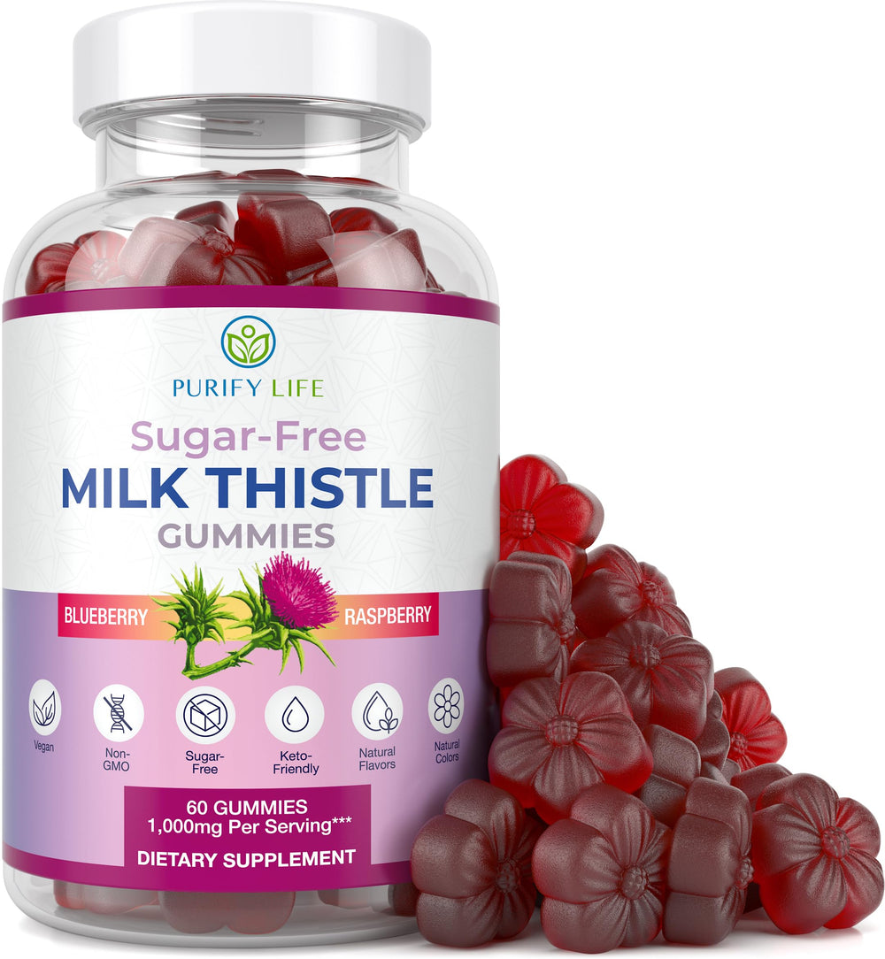 Purify Life Sugar-Free Milk Thistle Gummies bottle label