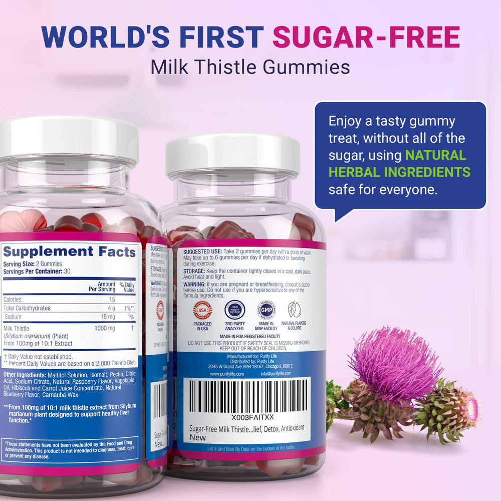 Blueberry-Raz flavored vegan milk thistle gummies
