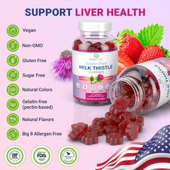 Nutrition label showing 100 mg 10:1 milk thistle extract per serving