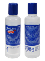 Close-up of Purilens Plus saline bottle showing sterile solution
