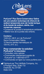 Purilens Plus packaging and branding for saline solution