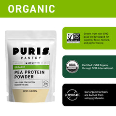 PURIS Clean Label protein emphasizing non-GMO and allergen-friendly attributes.