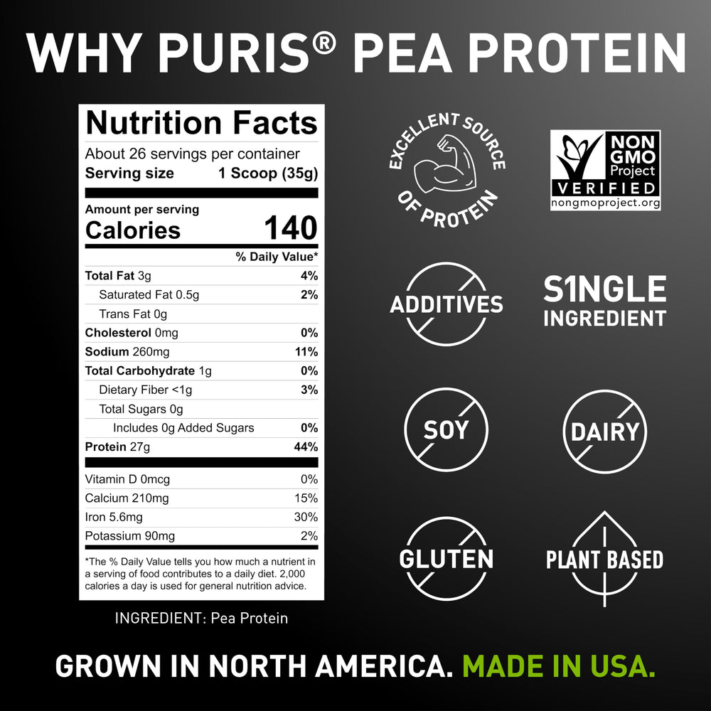 PURIS Pea Protein Powder neutral-taste blend demonstrates smooth, grit-free mixing.