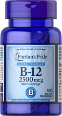 Puritan's Pride Vitamin B-12 2500 mcg microlozenges - 100 count packaging front