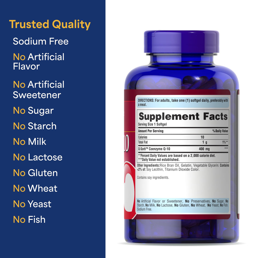 Usage/dosage information for CoQ10 400mg softgels