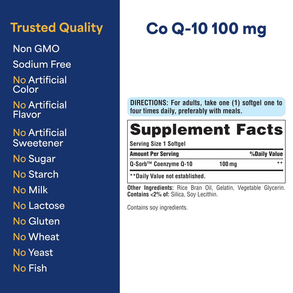 Gluten-free Puritan's Pride CoQ-10 packaging note