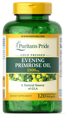 Puritan's Pride Evening Primrose Oil 1300 mg Softgels, 120 Count – bottle and packaging