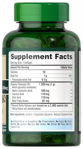 Cold-pressed extraction label on Puritan's Pride flax oil