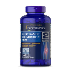 Front view of Puritan's Pride Glucosamine Chondroitin MSM bottle