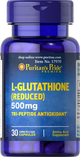 Bottle of Puritan's Pride L-Glutathione 500 mg - 30 capsules