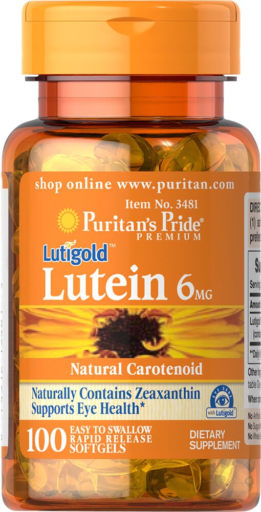 Puritans Pride Lutein 6 mg with Zeaxanthin Softgels 100 Count - Eye Health