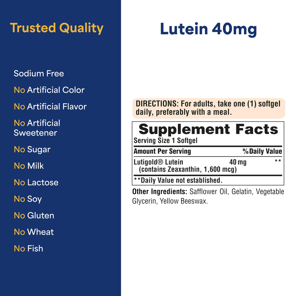Puritan's Pride Lutigold Lutein bottle on white background