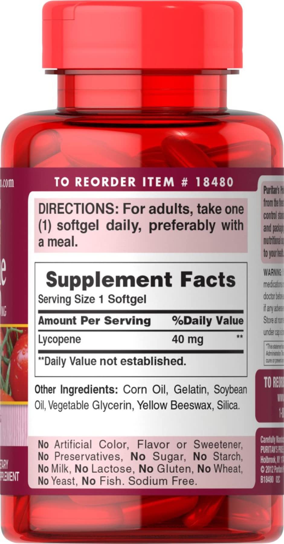 Twin-pack packaging for Puritan's Pride Lycopene 40 mg 2-pack