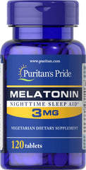 Puritans Pride Melatonin 3 mg tablets bottle 120 count