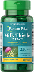 Puritans Pride Milk Thistle Standardized 250 mg Silymarin Capsules – 100 Count bottle