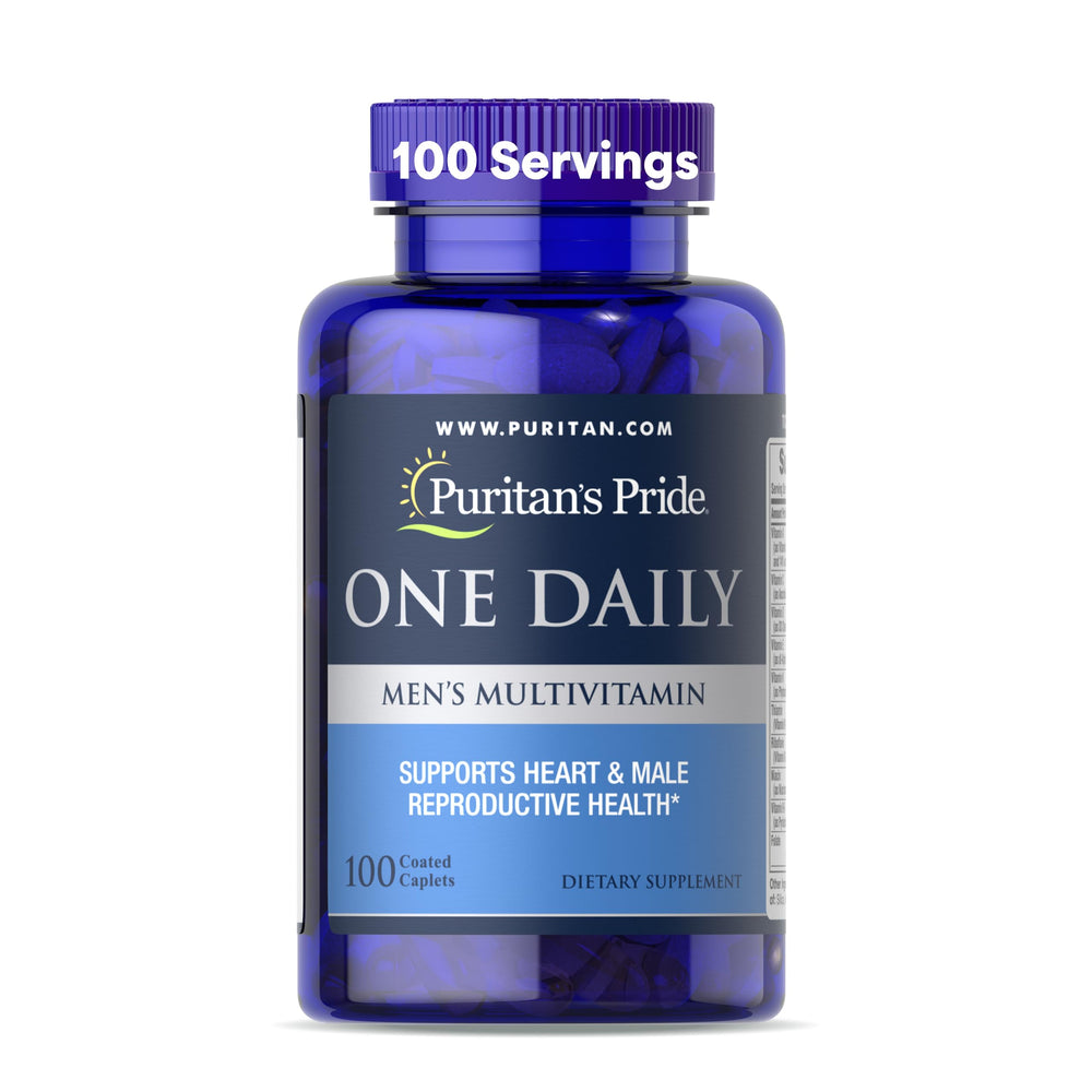 Bottle of Puritan's Pride One Daily Men's Multivitamin - 100 coated caplets